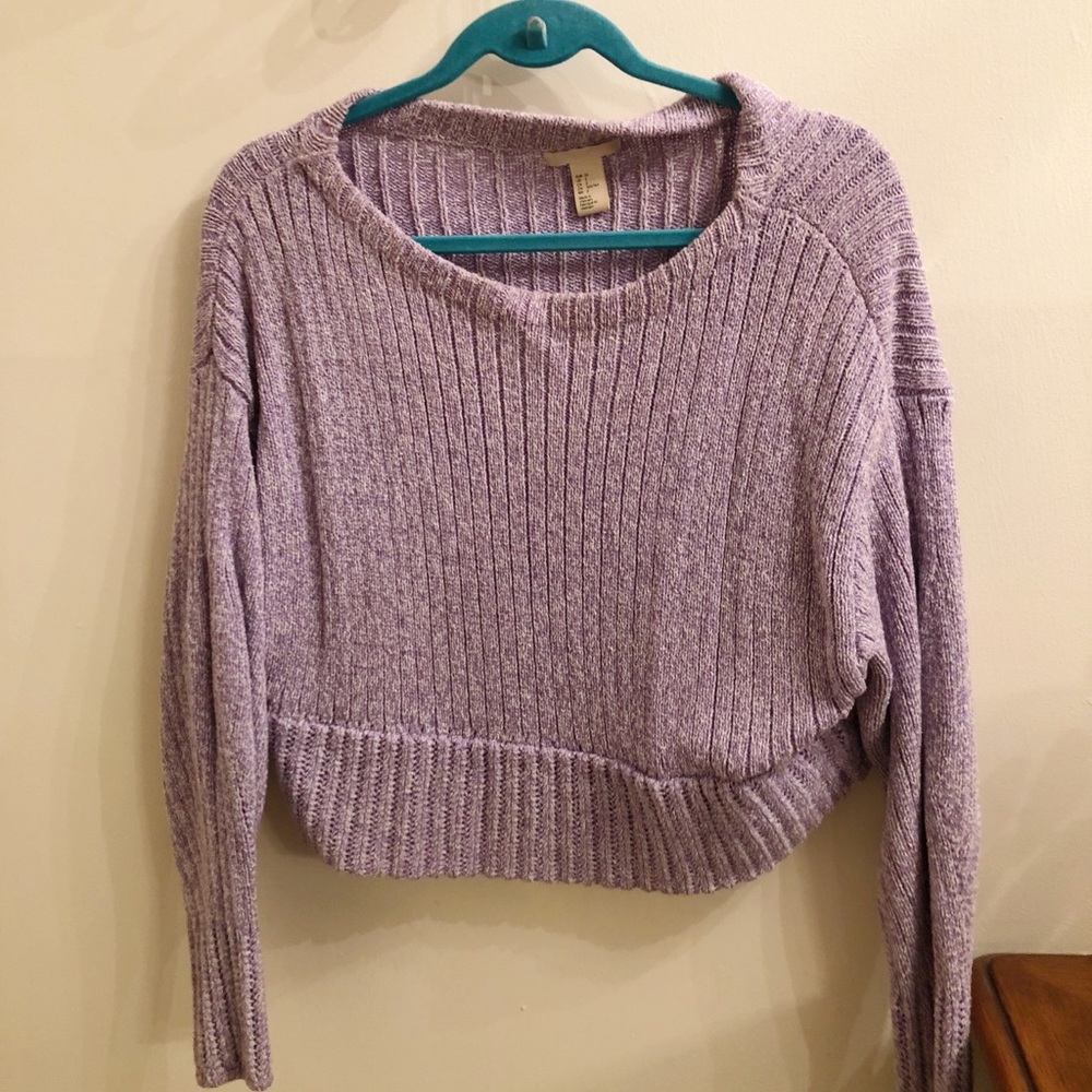Lavender Knit Cropped Sweater